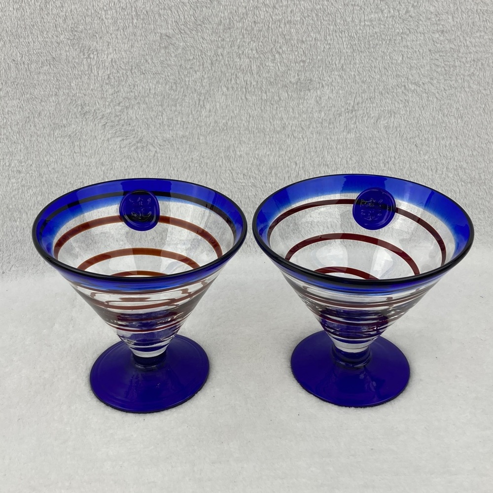 Royal Caribbean Cruise Line Blown Glass Red Swirl Margaritaville Glass Set of 2